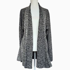 Eileen Fisher 100% Cotton Marled Boucle Open Front Cardigan Sz XL